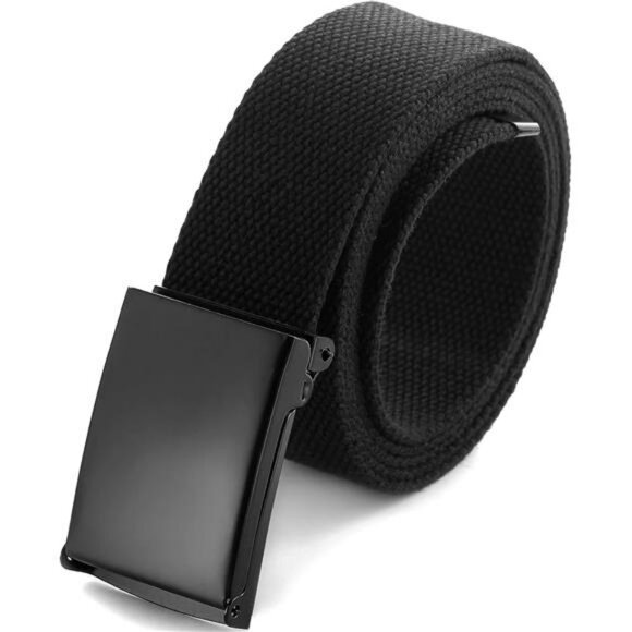 Mile High Life Canvas Web Belt Black Cut to Fit Military Buckle Up to 52 Inch - Picture 1 of 7